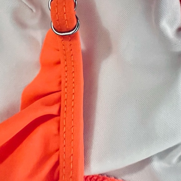 SUNCHASER || Ruffle Shoulder Bikini Top in Neon Orange - SZ Small - Picture 7 of 9
